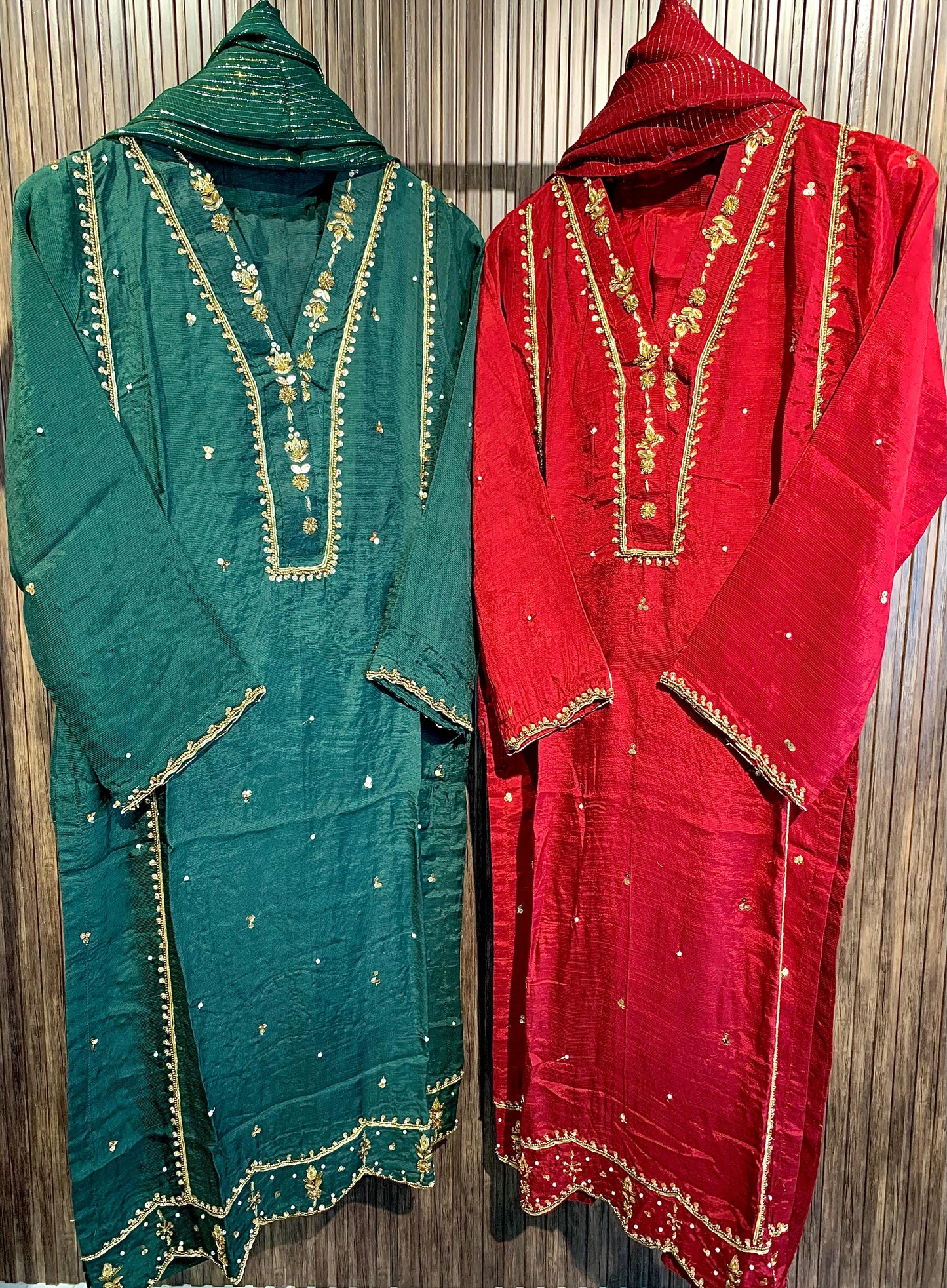 Green - Raw Silk 3pc Suit