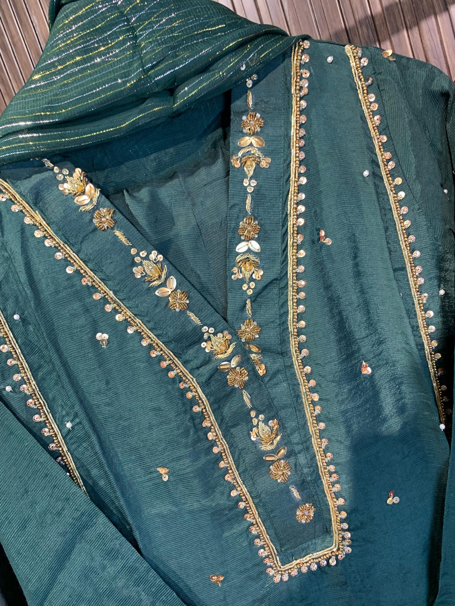Green - Raw Silk 3pc Suit