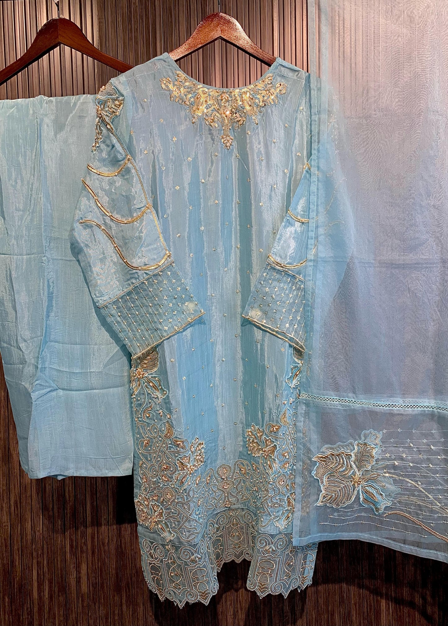 Ferozi Raw Silk & Organza 3 - Piece Suit