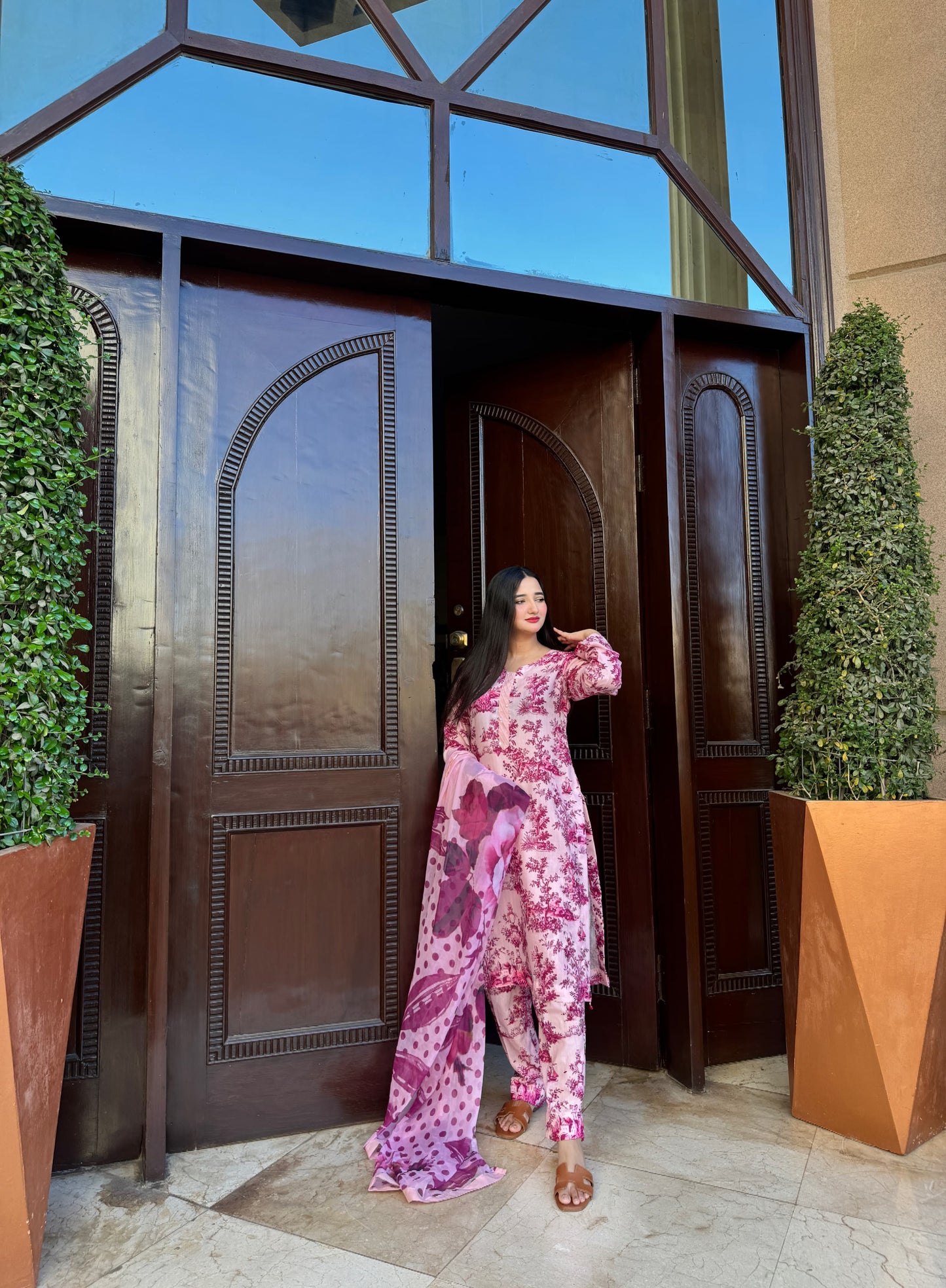Pink- Summer Swiss Lawn 3pcs Suit