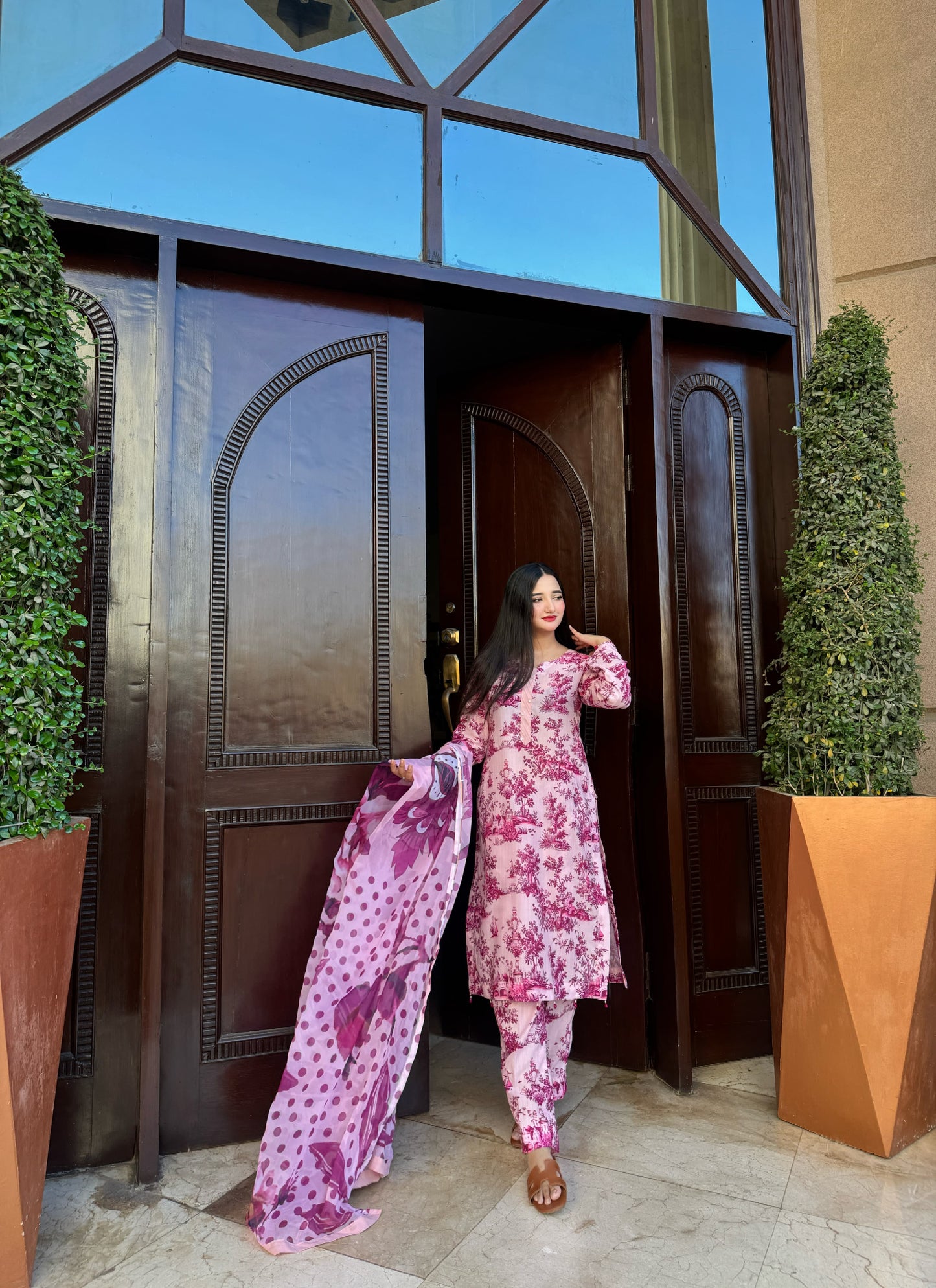 Pink- Summer Swiss Lawn 3pcs Suit