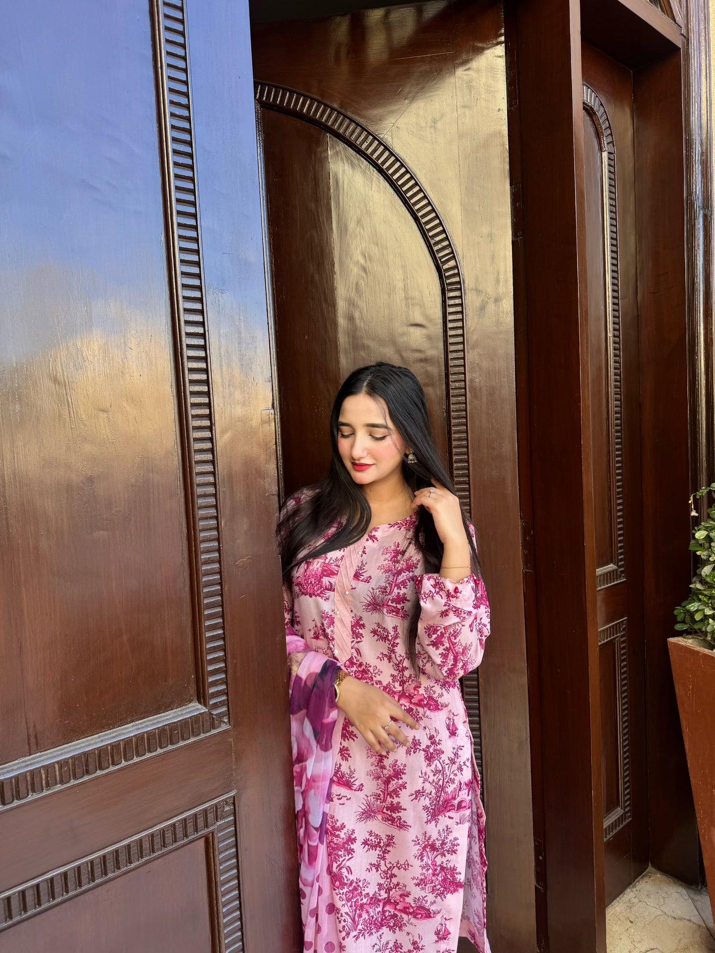 Pink- Summer Swiss Lawn 3pcs Suit