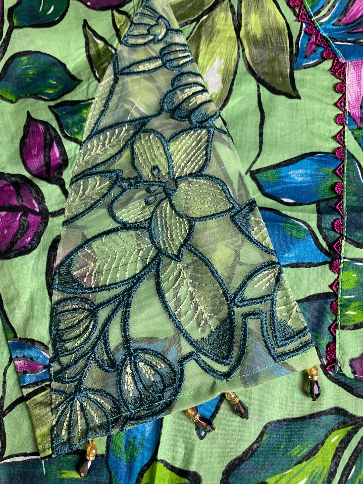 Green- Farachi Lawn 3- Piece Suit