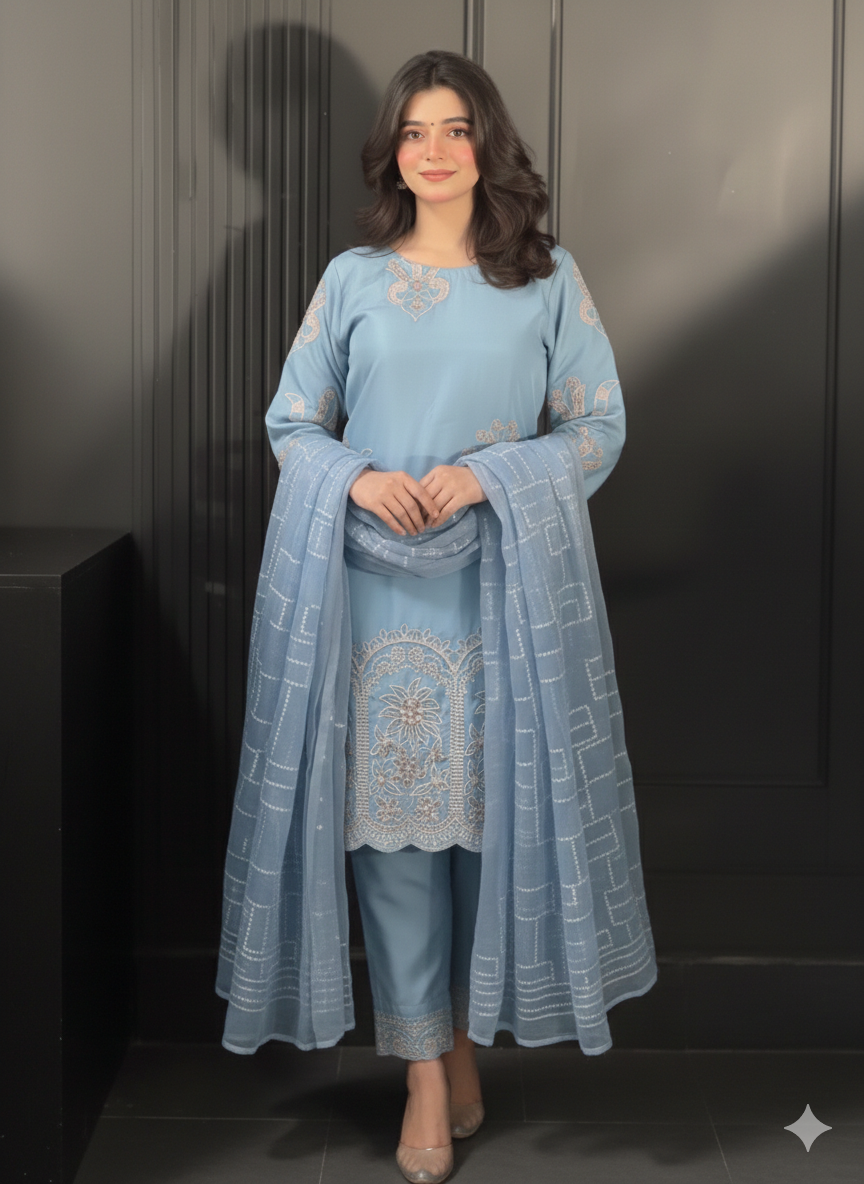 Fiona - Embroidered Organza 3-Piece Suit