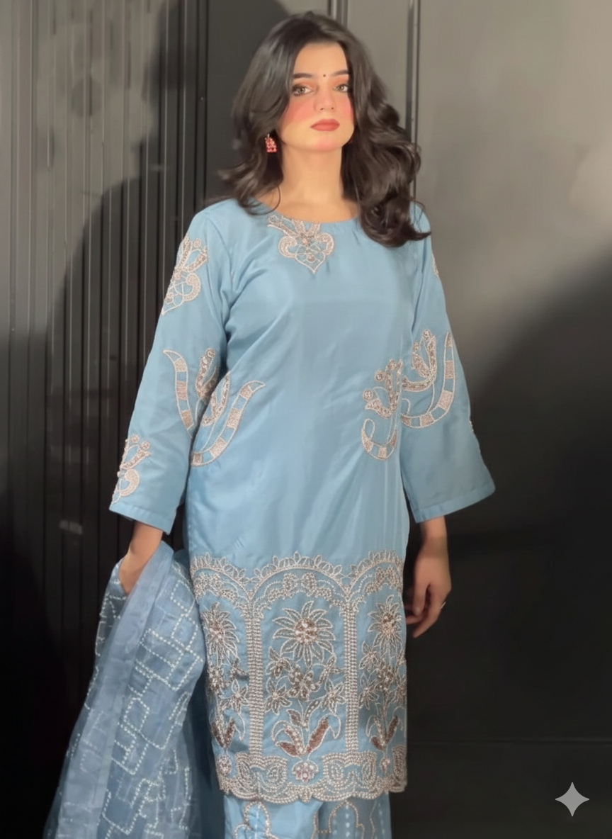 Fiona - Embroidered Organza 3-Piece Suit