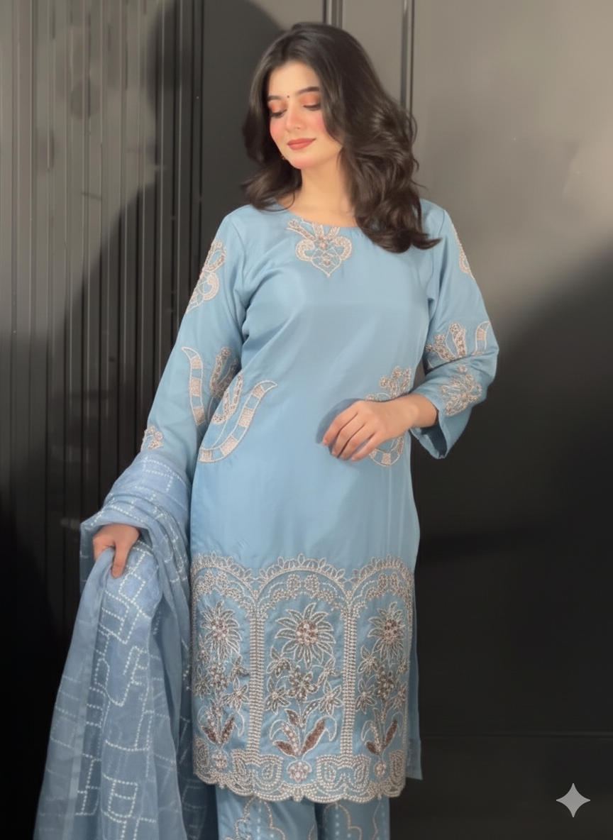 Fiona - Embroidered Organza 3-Piece Suit