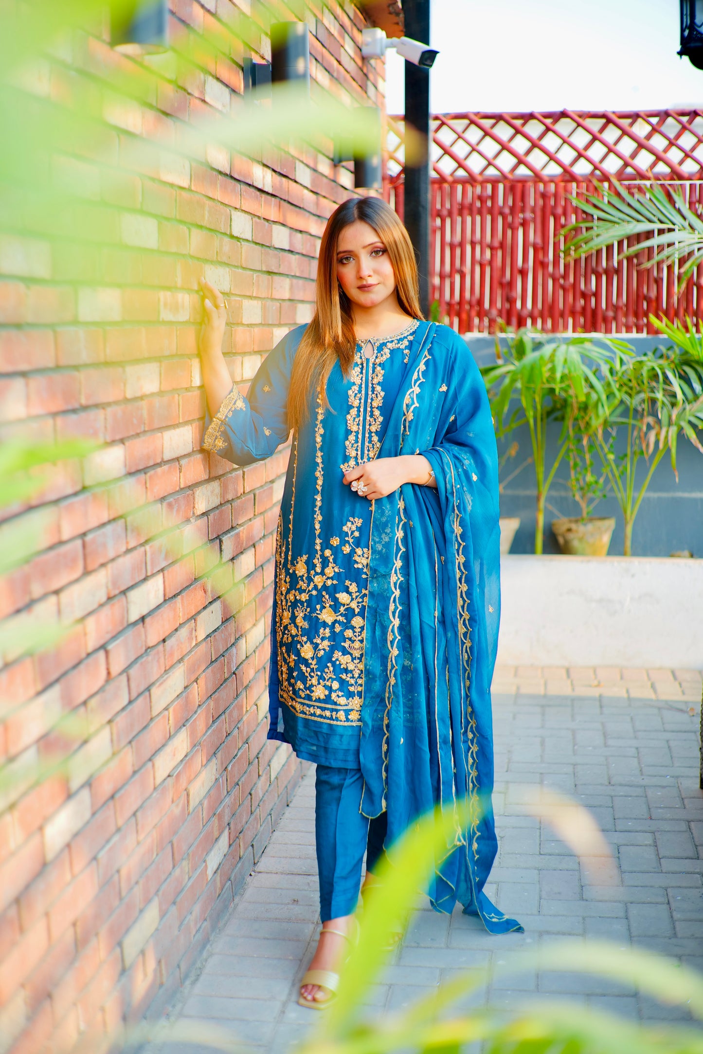 HA GREEN CHIFFON 3PC SUIT