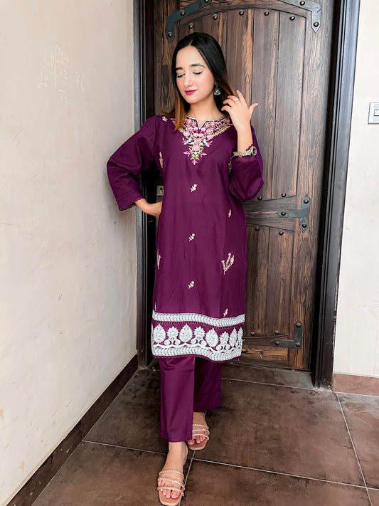 Embroidered Cotton 2pc Suit AFSANEH C104