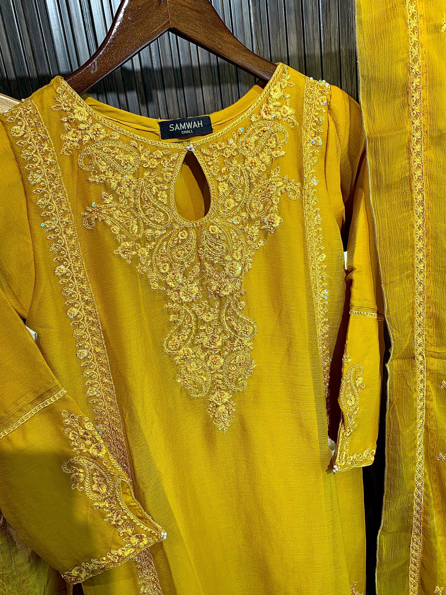 NS YELLOW CHIFFON 3PC SUIT