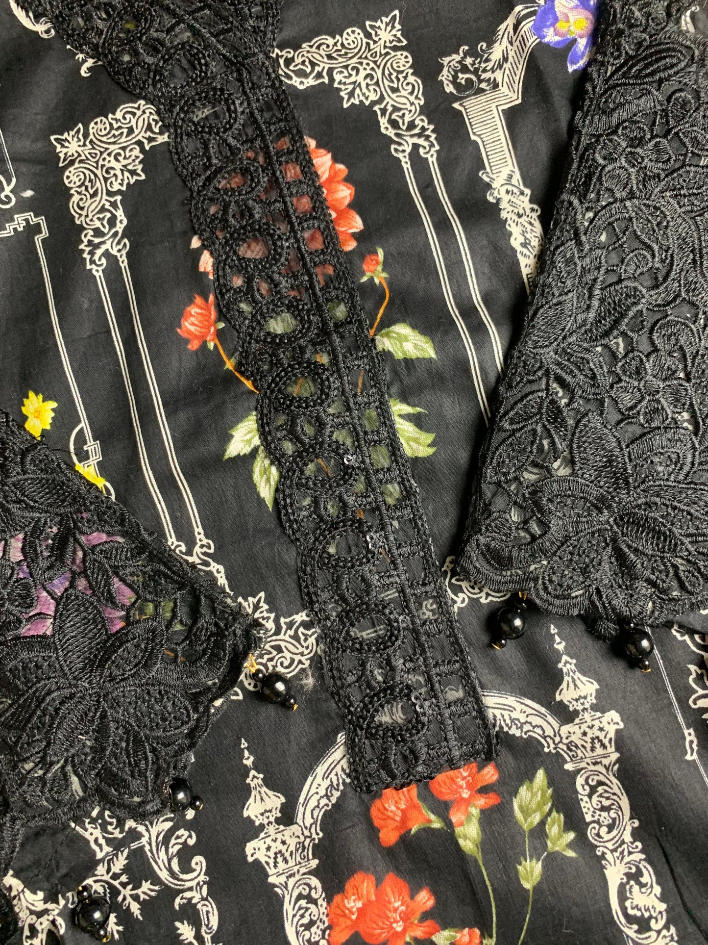 Black- Farachi Lawn 3- Piece Suit