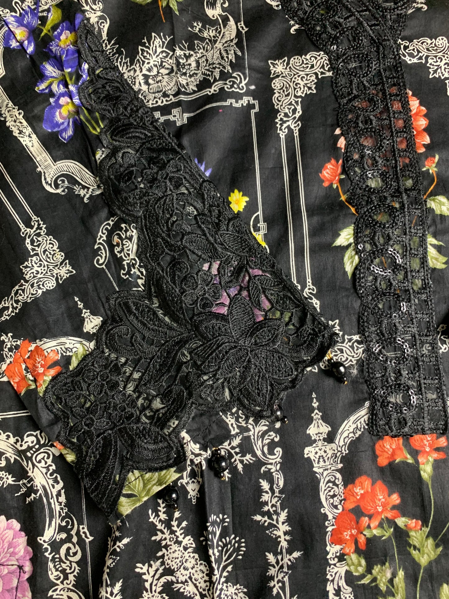 Black- Farachi Lawn 3- Piece Suit