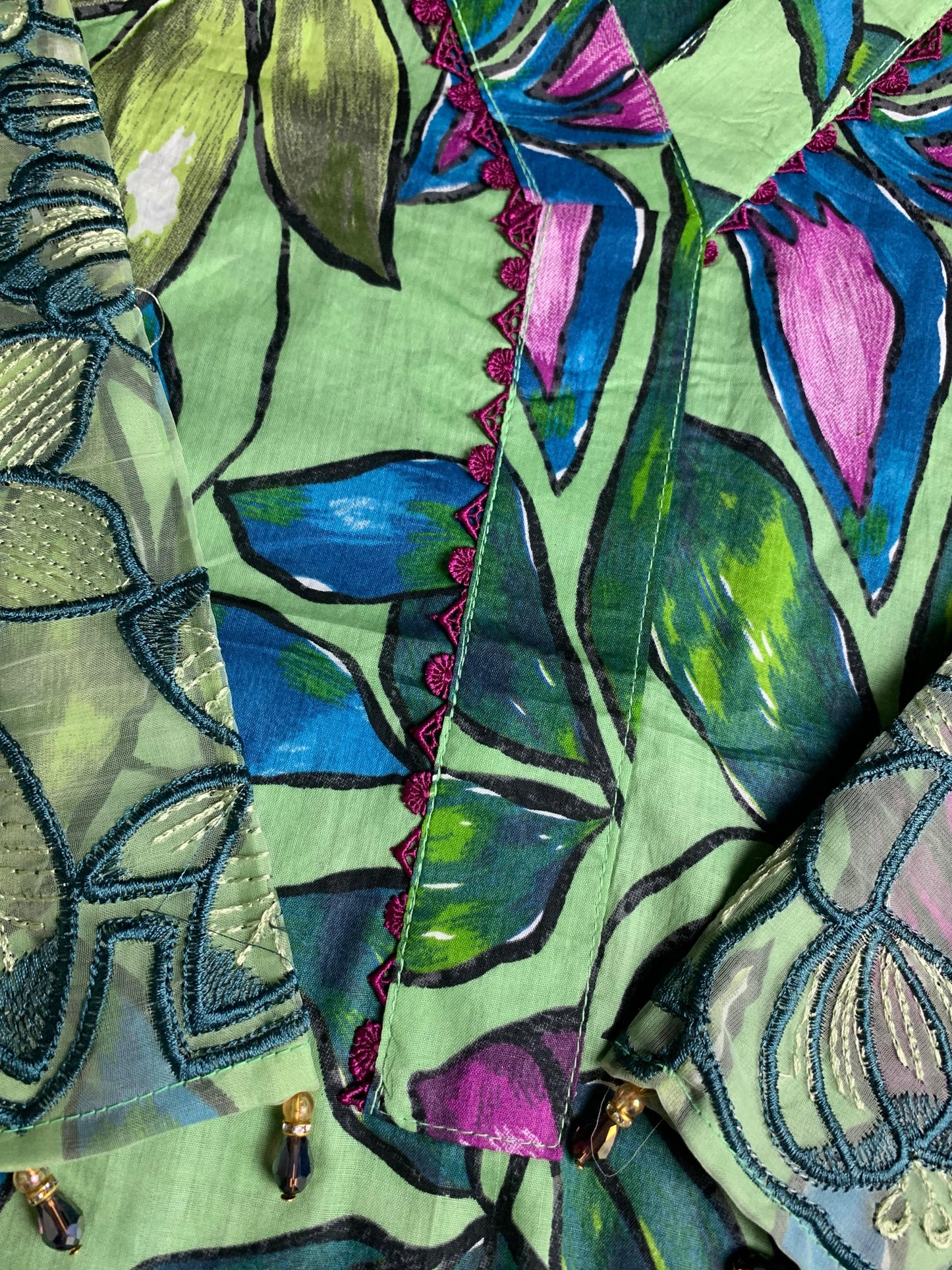 Green- Farachi Lawn 3- Piece Suit