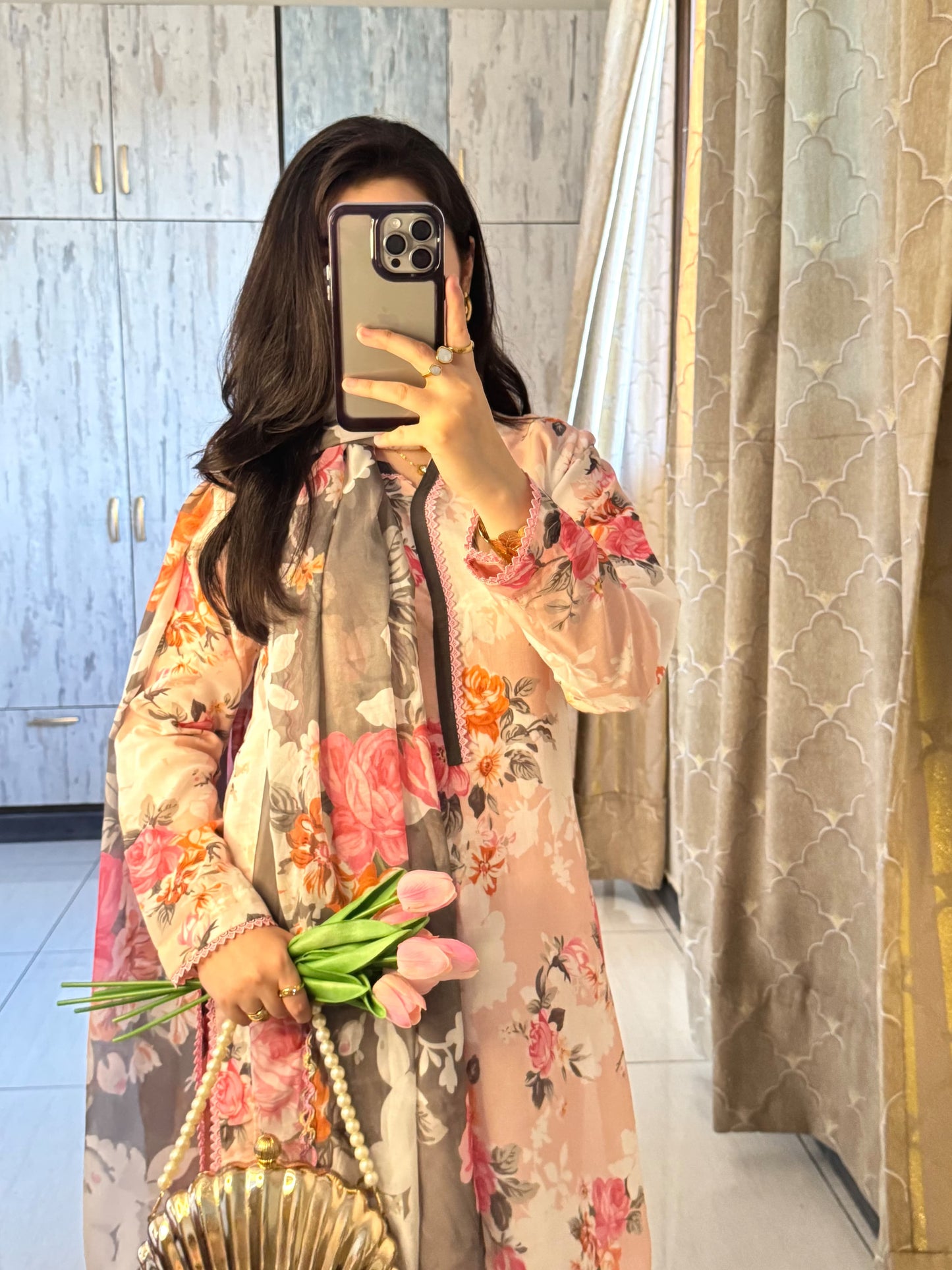 Swiss lawn shirt and trouser Silk dupatta 3pcs Suit
