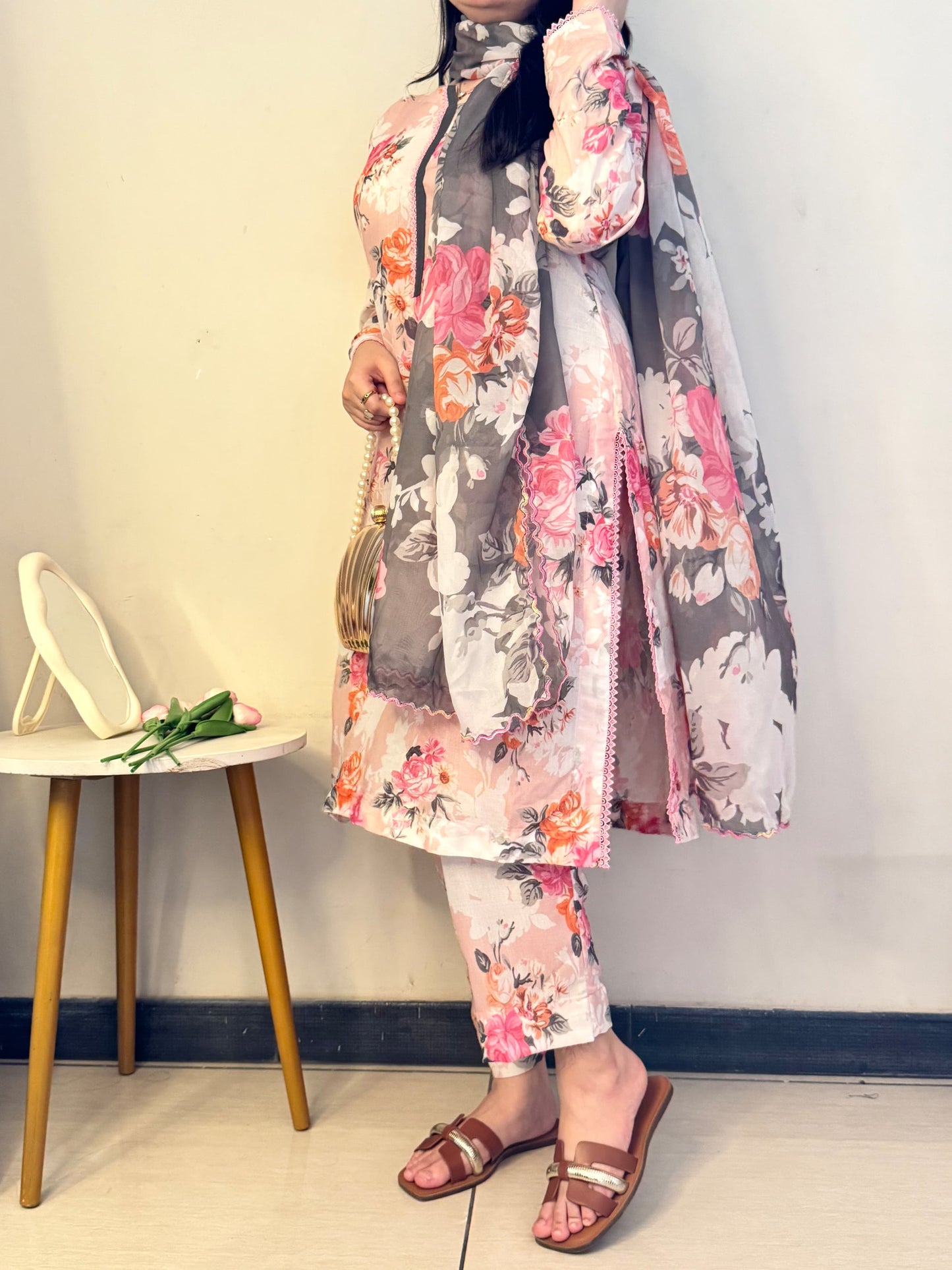 Swiss lawn shirt and trouser Silk dupatta 3pcs Suit