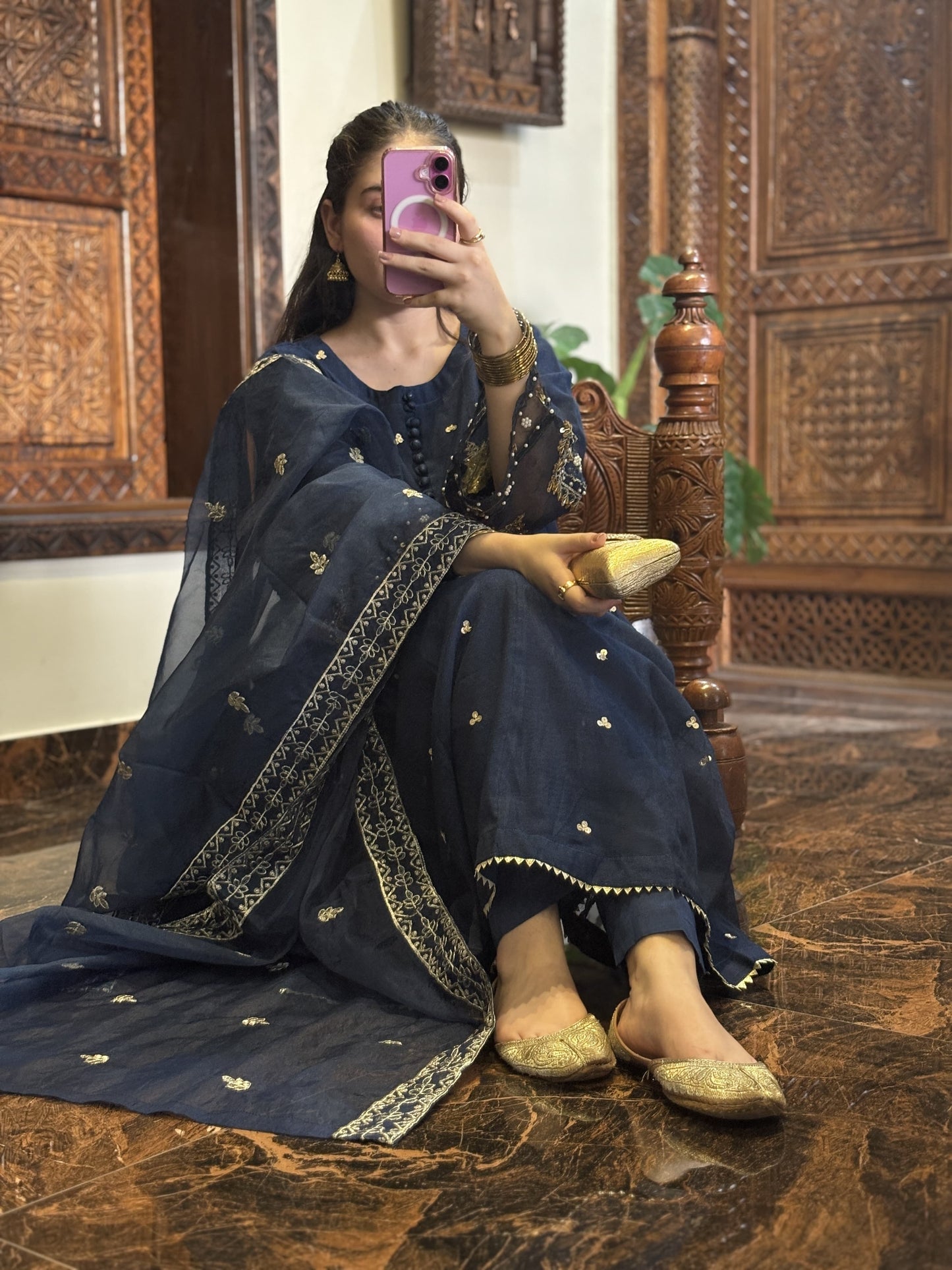 Zink - Fancy Embroidered Khaddi Net 3 - Piece Suit
